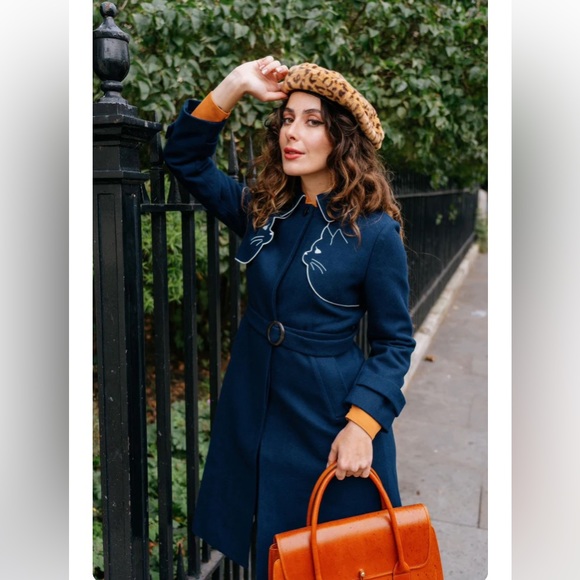 NWT Miss Patina Ailurophile Wool Trench Coat - M - UK SZ10 - Picture 10 of 11